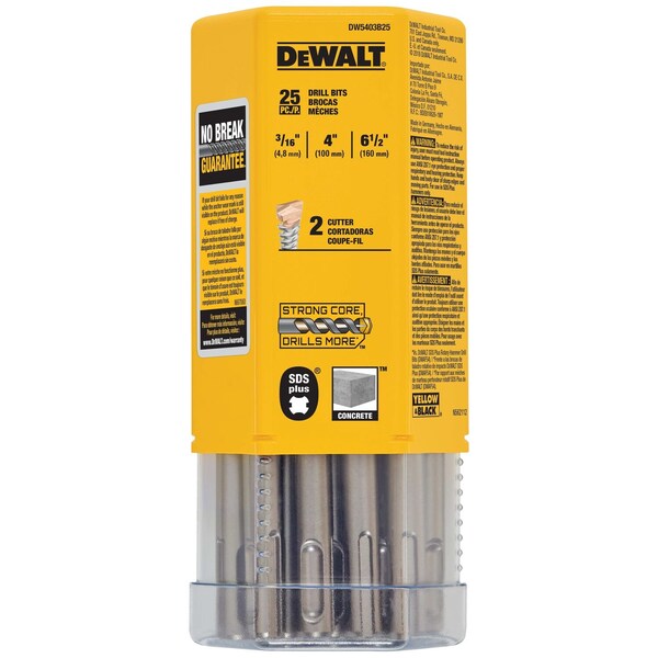 DEWALT - 3/16" x 4-1/2" x 6-1/2" SDS+ Hammer Bit, PK25