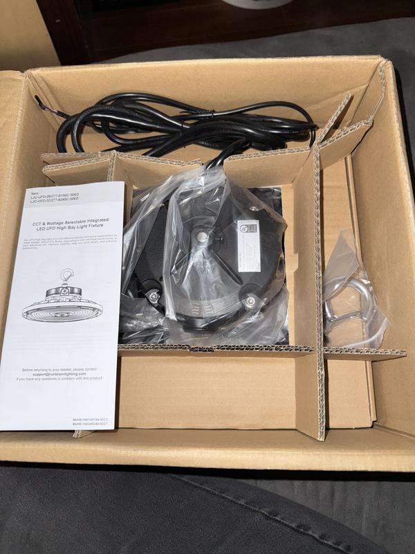 12.6 in. 150/200/240-Watt Selectable Dimmable Integrated LED UFO High Bay Light with Preinstalled Hook, 3000/4000/5000K