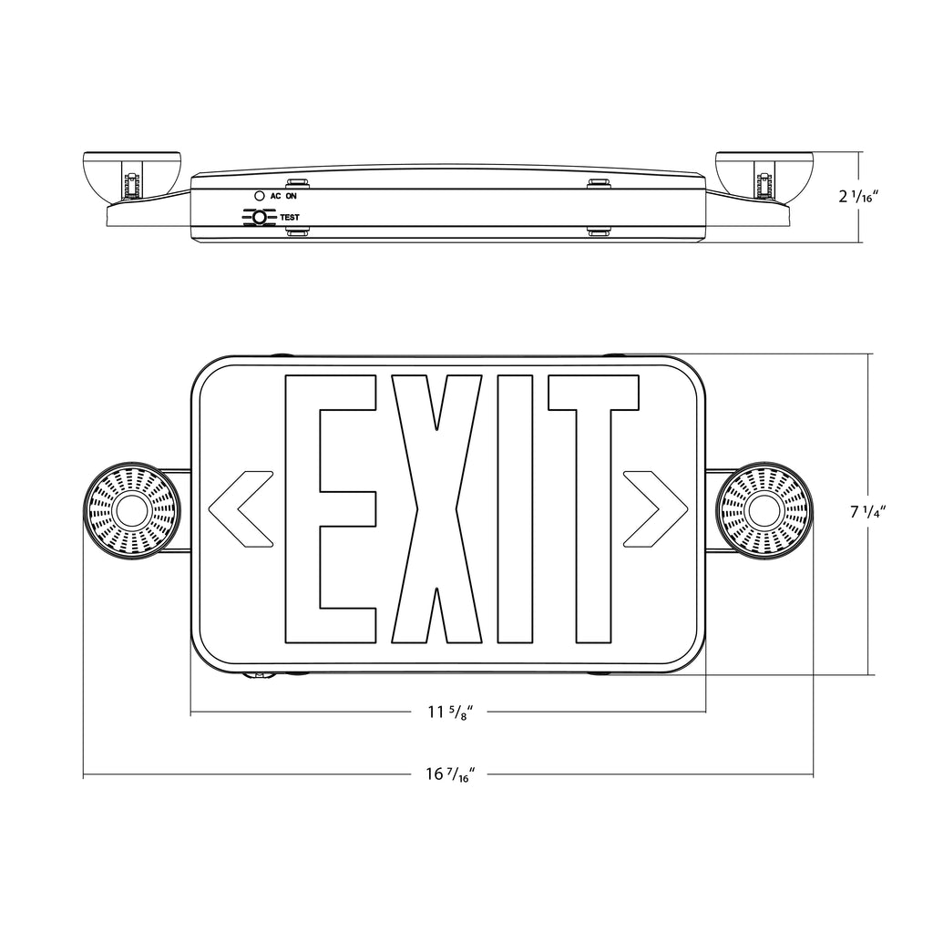 RAB ECOMBO34 LED Exit Emergency Combo - White with Red/Grn Letters