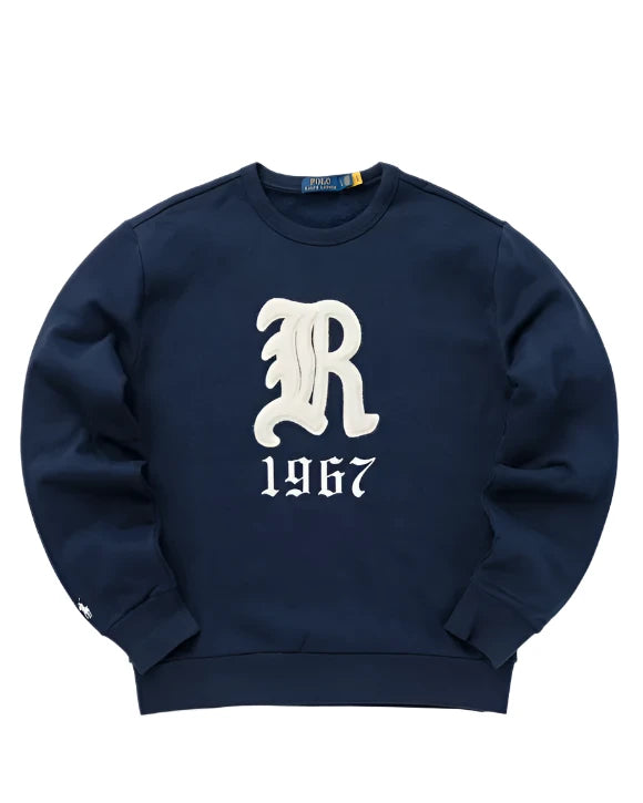 Polo Ralph Lauren Ls Athletic Fleece Crew R Logo-Navy- New with Tags