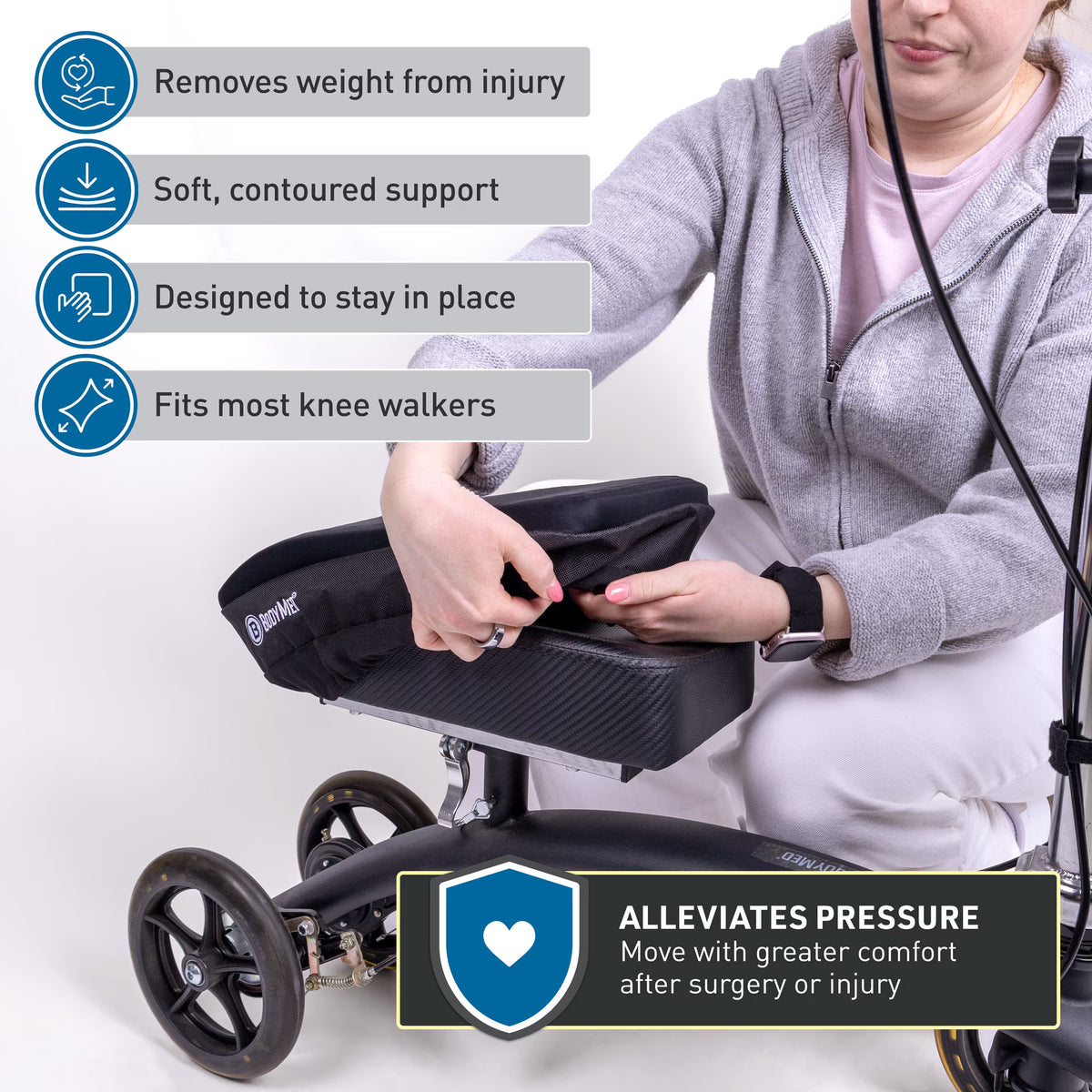 BodyMed Knee Walker Padded Gel Cover, One Size-Blk