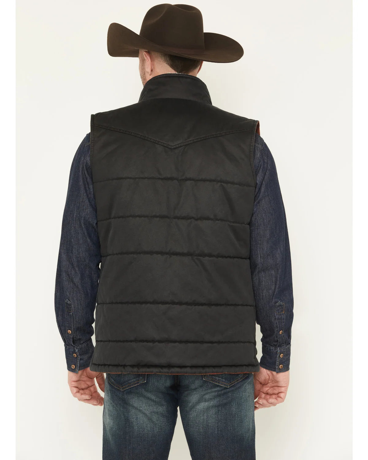 Cody James Men's Oil Slick Snap Lined Vest - Black - Medium