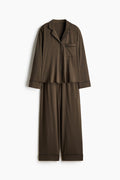 H&M - Women's Viscose-Blend Pajama Set - Dark Khaki Green - US Small