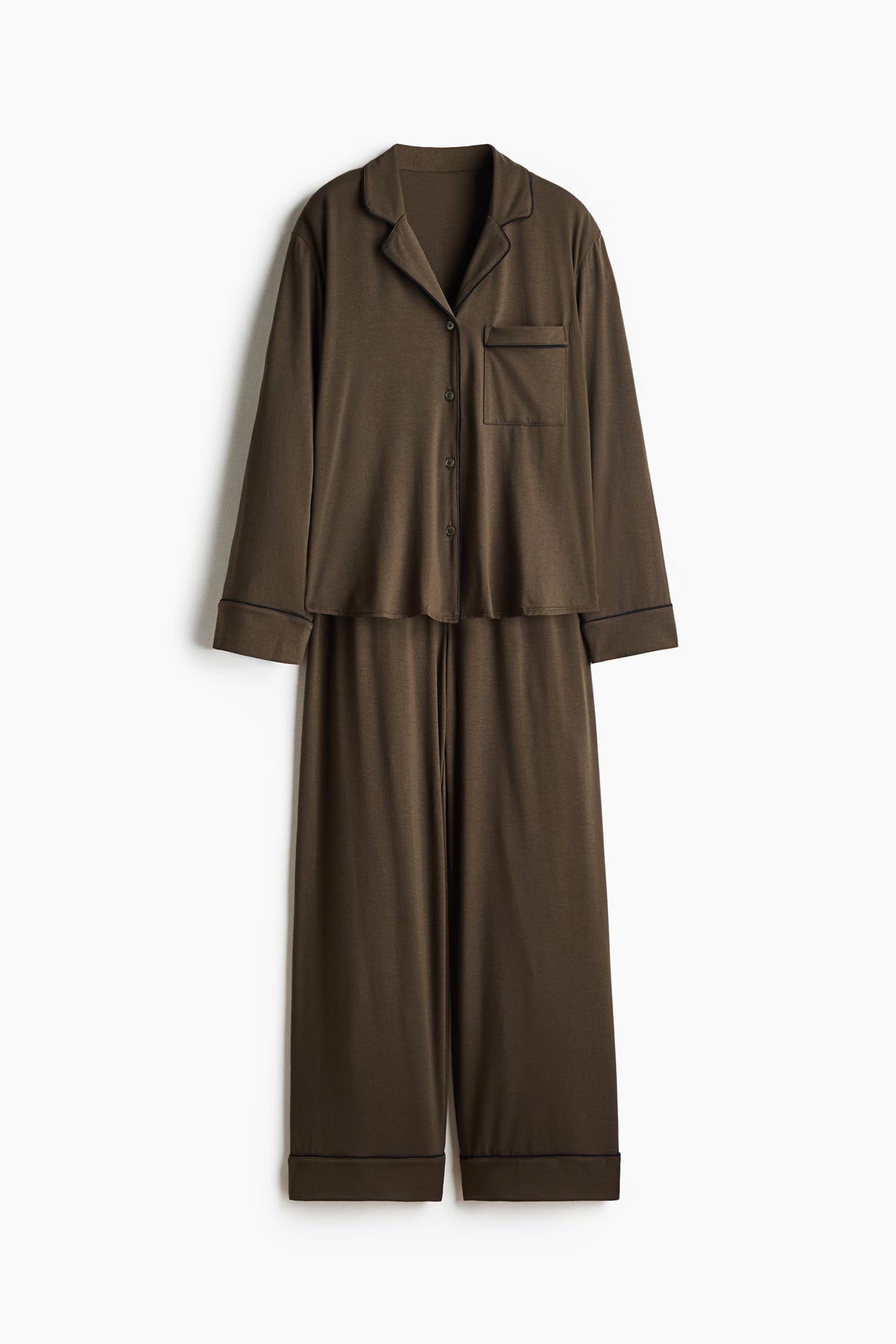 H&M - Women's Viscose-Blend Pajama Set - Dark Khaki Green - US Small
