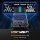 GOLDENMATE 1000VA /800W Lithium UPS Battery Backup and Surge Protector with Pure Sine Wave, Communication Port, 8 Outlets and LCD Display