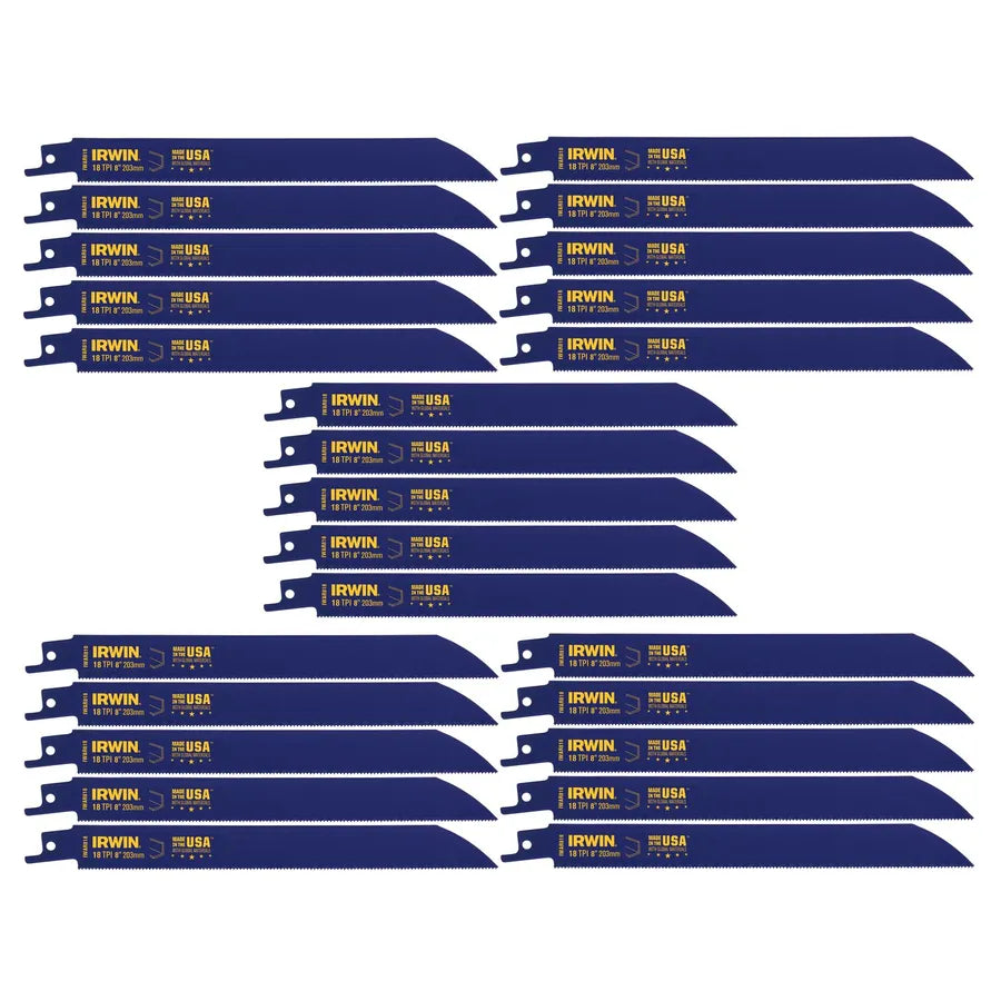 IRWIN INDUSTRIAL TOOLS Reciprocating Saw Blades - 18 TPI - 8" - 25 Pack