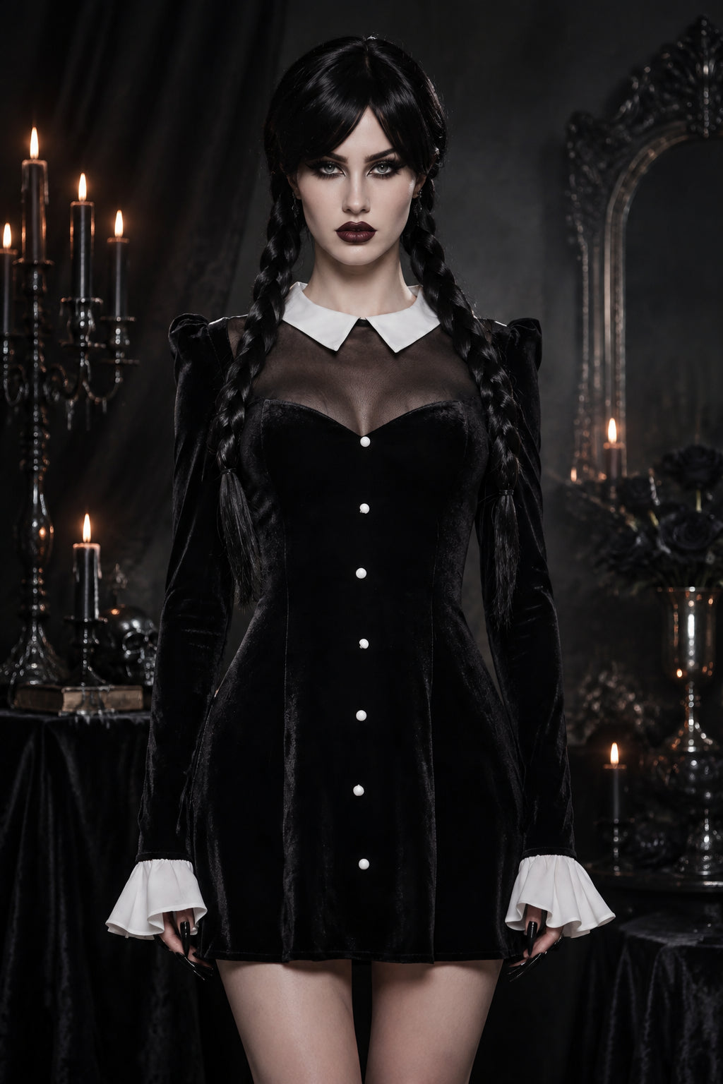 TRICKZ N TREATZ:WEDNESDAY COSTUME  SIZE XX SMALL