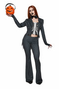 Trickz N' Treatz Skeleton King Pinstripe Costume Size Large
