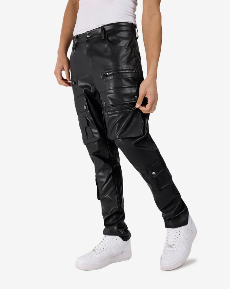 Wegood Straight Leg Racing Leather Pants-Black/New With Tags