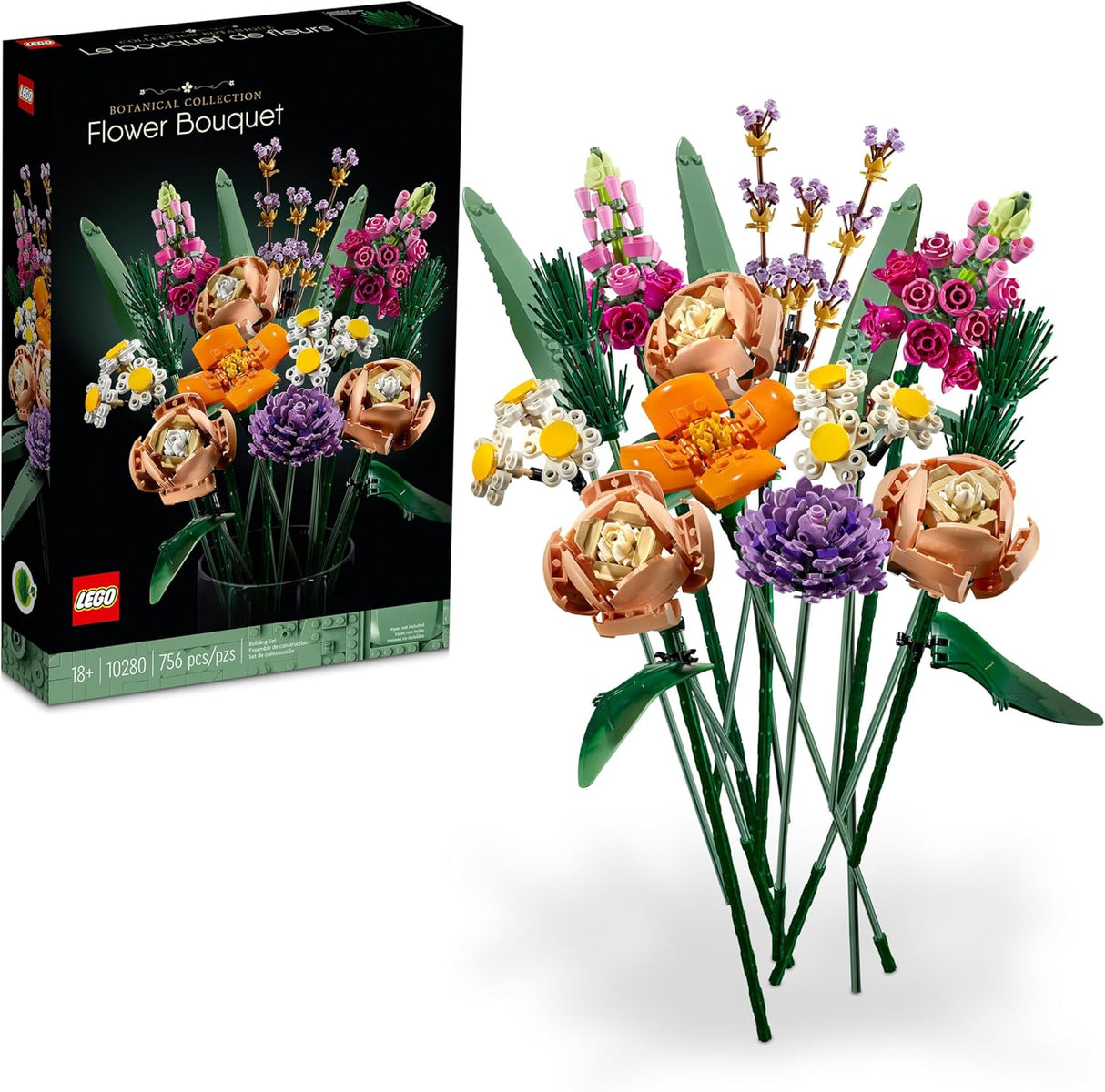LEGO Icons Flower Bouquet Building Set - Artificial Flowers for Decoration for Home and Display, Ages 18+ - Small Fake Flowers for Table, Desk, Office - Gift for Her and Him - 10280