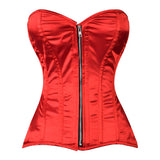 Lara Leather Handmade Red Satin Steel Boned Over Bust Corset