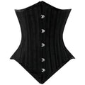 Lara Leather Black Brocade Lined Under Bust Steel Boned Corset