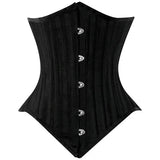 Lara Leather Black Brocade Lined Under Bust Steel Boned Corset