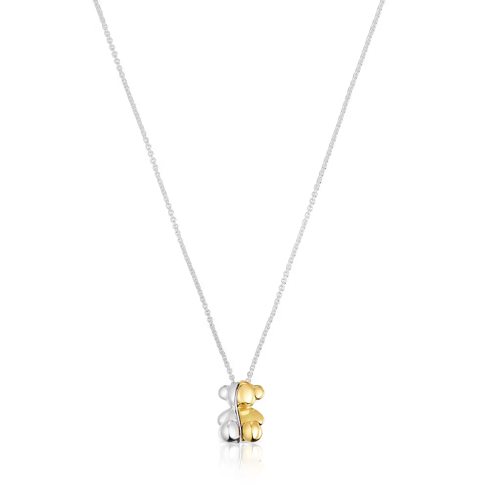 Short two-tone bear Double necklace My Other Half
