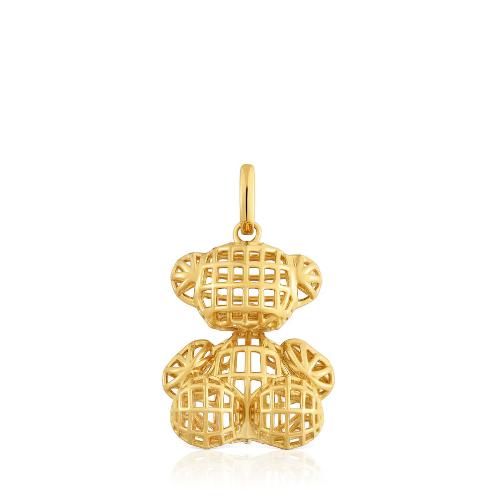 Die-cut-detail bear pendant with 18kt gold plating over silver Bold Bear