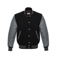 Mara Leather Letterman Men's Varsity Jacket with Leather Sleeves - Black - 4XL