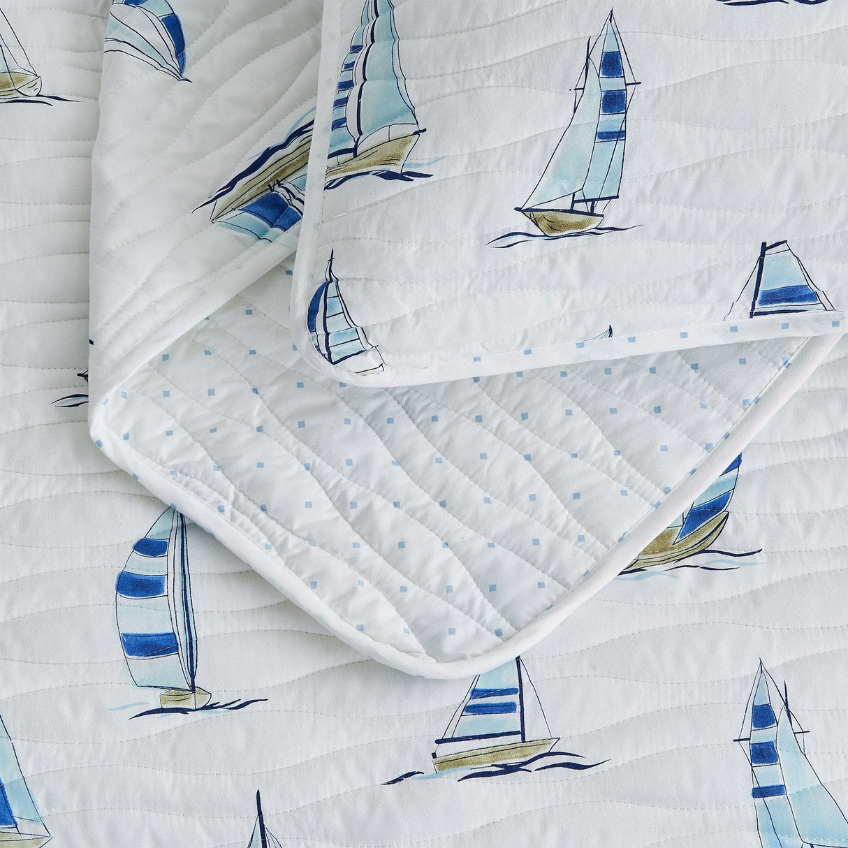 Coastal Blue Sailboat Quilt Set - Marzano Collection (King Size)