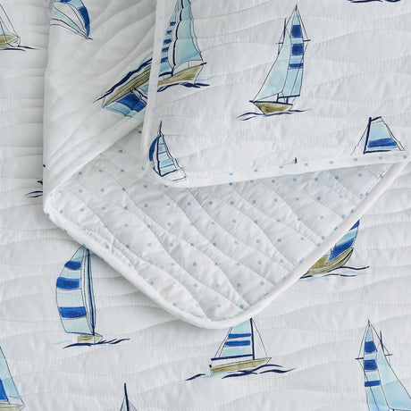 Coastal Blue Sailboat Quilt Set - Marzano Collection (King Size)