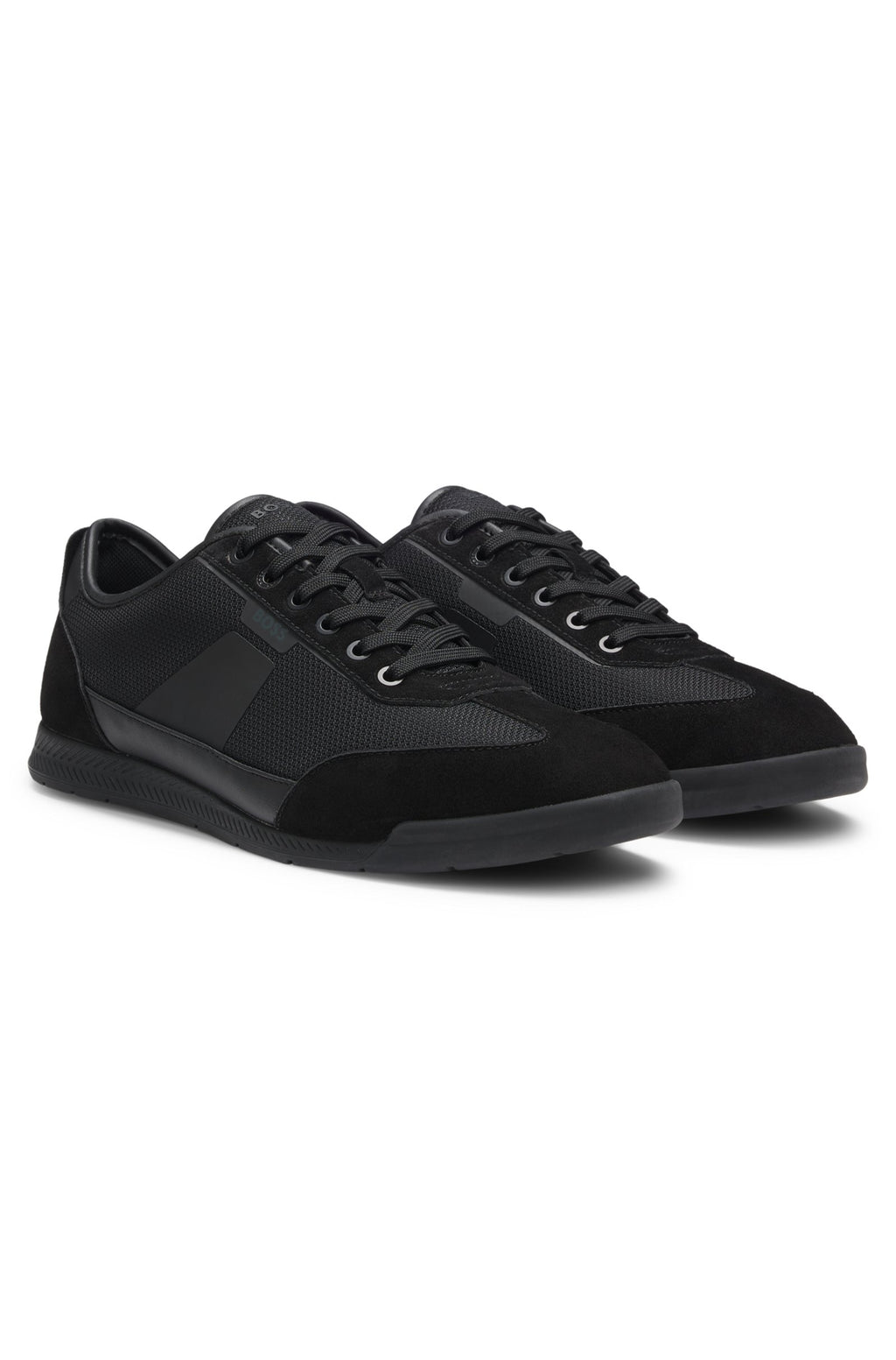 BOSS Nitan Low Profile Trainers with Mesh Detailing for Men - Black - Size 10