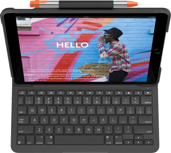 Logitech - Slim Folio Keyboard Folio for Apple iPad (7th, 8th & 9th) -Graphite