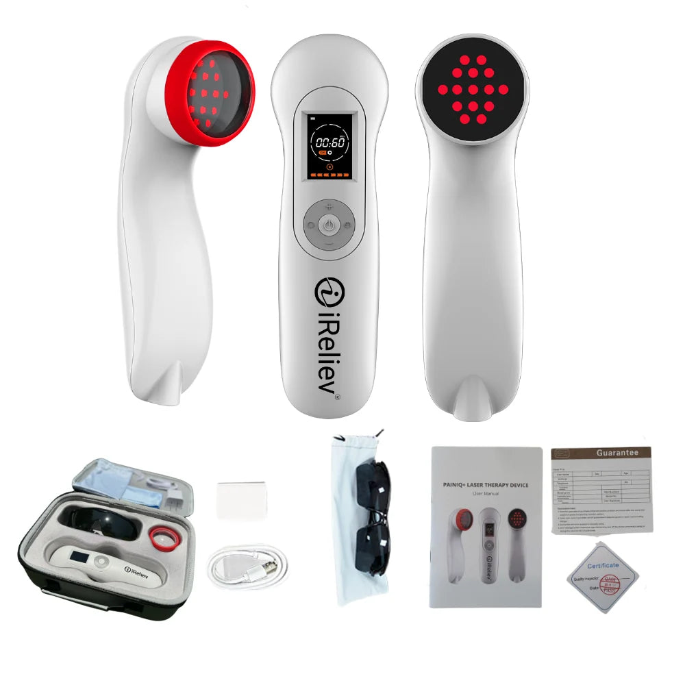 iReliev PainIQ+ Red Light & Infrared Laser Therapy Device , White