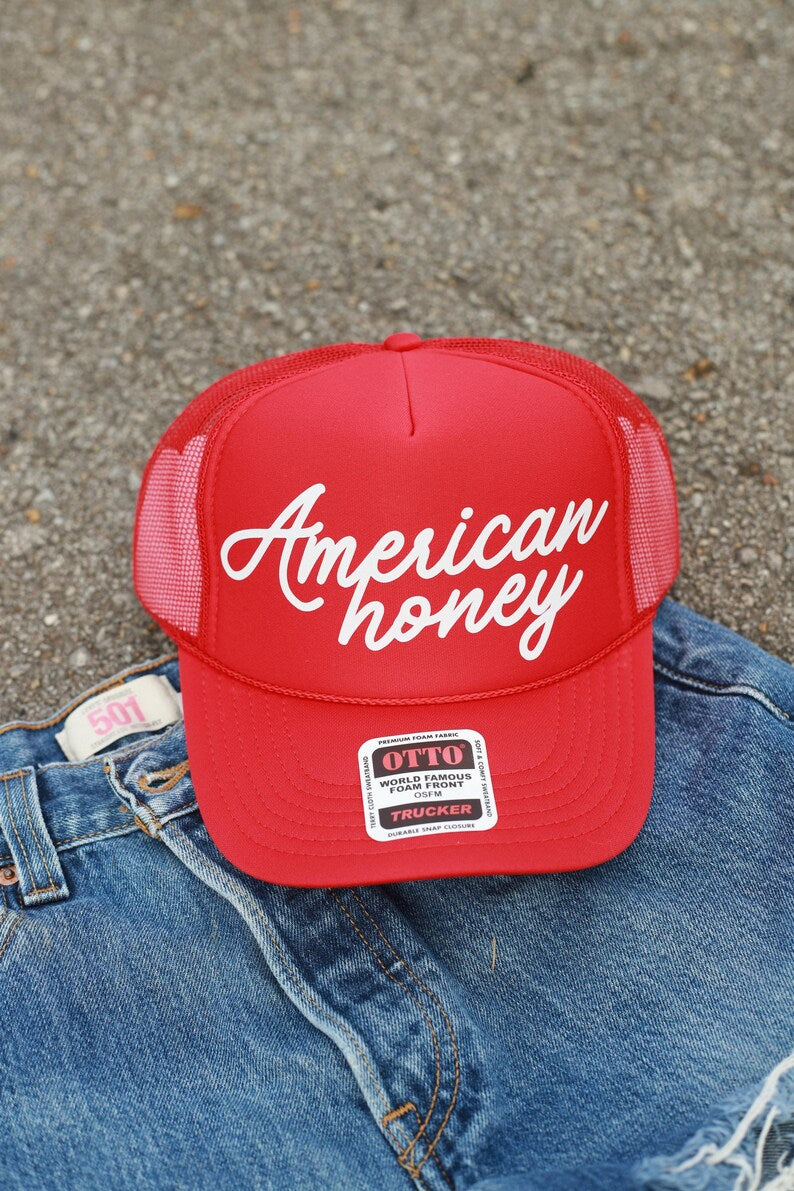 Otto - American Honey Trucker Hat, 4th of July, Summer Hat, USA Gift - Foam Front
