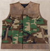 Wild Wanderers Camo Men's Motorcycle Concealed Carry Leather Vest - 3XL
