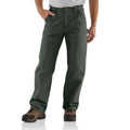 CARHARTT Men's Loose Straight Washed Duck - Flannel Lined Dungaree in Moss - 34W x 34L