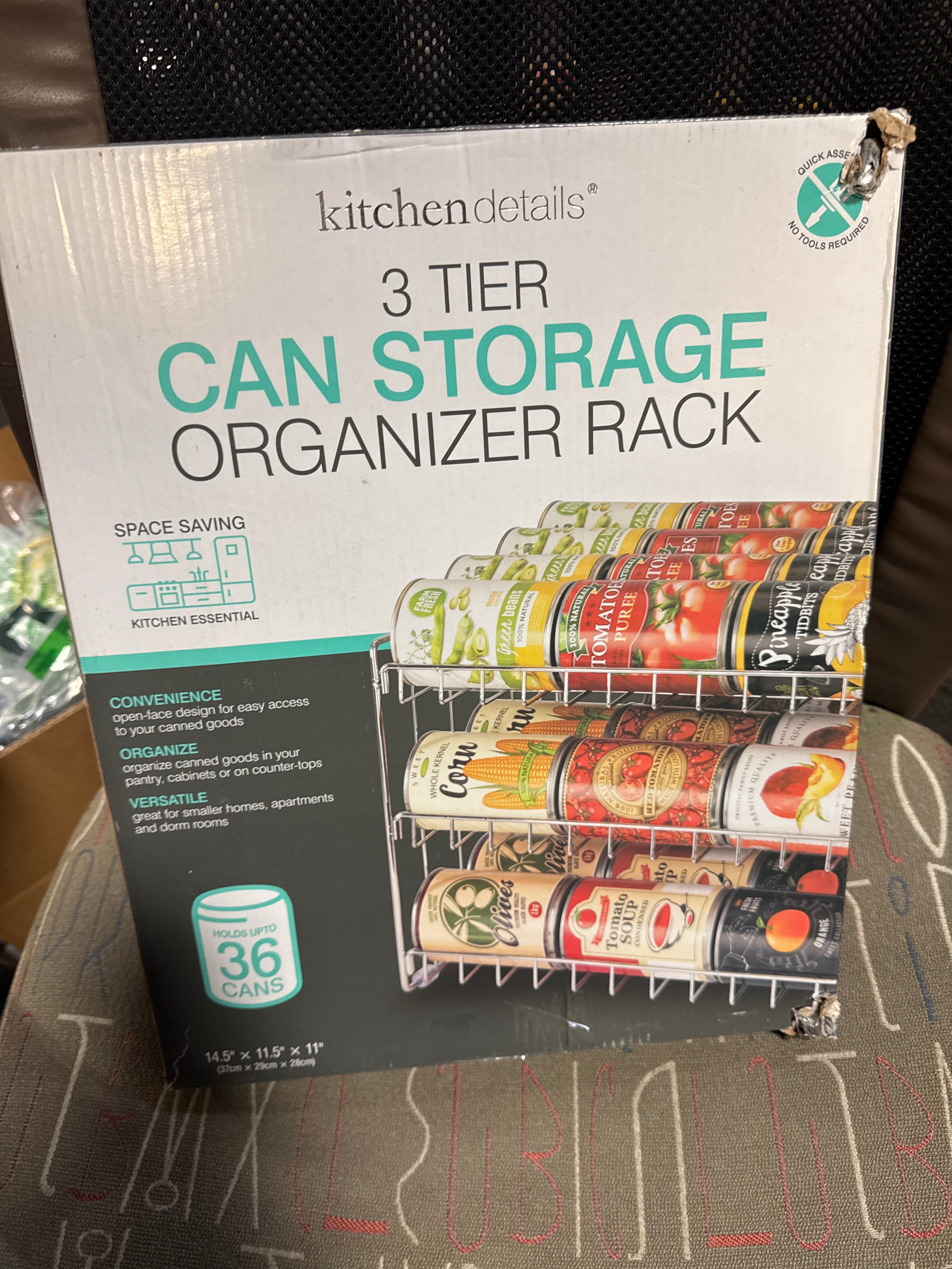 Kitchen Details Stackable Can Rack Organizer for Kitchen and Pantry, Holds Up to 36 Cans, Chrome Finish