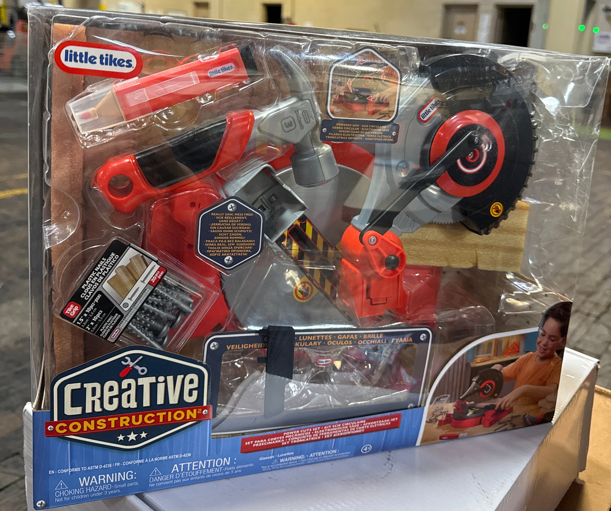 Little Tikes Creative Construction Power Cuts Set with 6 Accessories, Pretend Play Construction Set, for Boys and Girls Ages 3+ Years