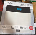 Taylor Digital Brushed Stainless Steel Scale, Bathroom Scale for Body Weight, Digital Bathroom Weighing Machine, Battery Powered, FSA HSA Eligible, Highly Accurate, Measures Weight up to 400 lb, Black