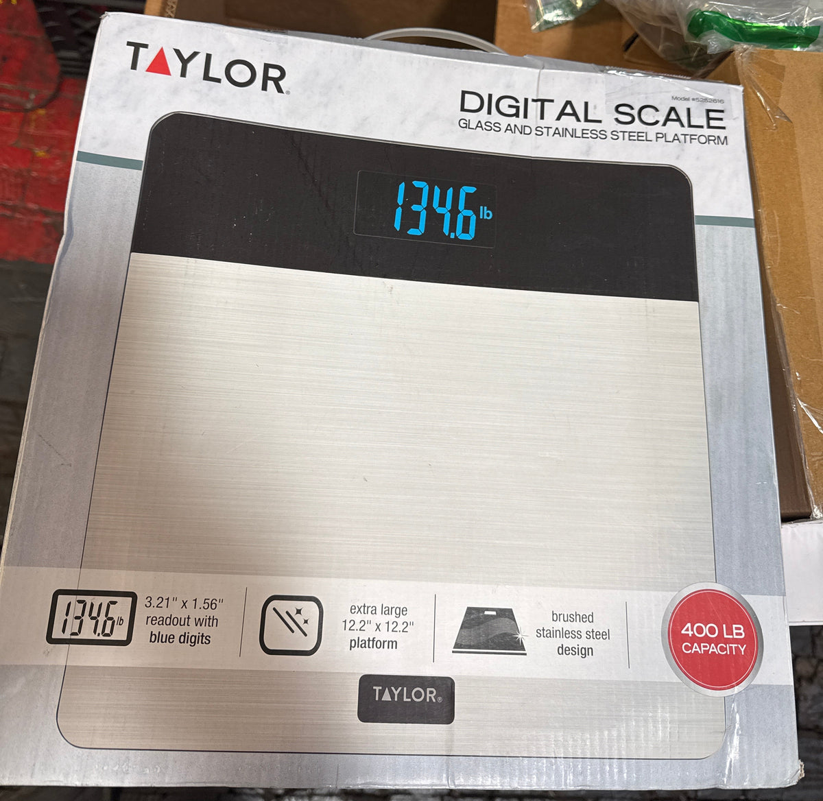 Taylor Digital Brushed Stainless Steel Scale, Bathroom Scale for Body Weight, Digital Bathroom Weighing Machine, Battery Powered, FSA HSA Eligible, Highly Accurate, Measures Weight up to 400 lb, Black