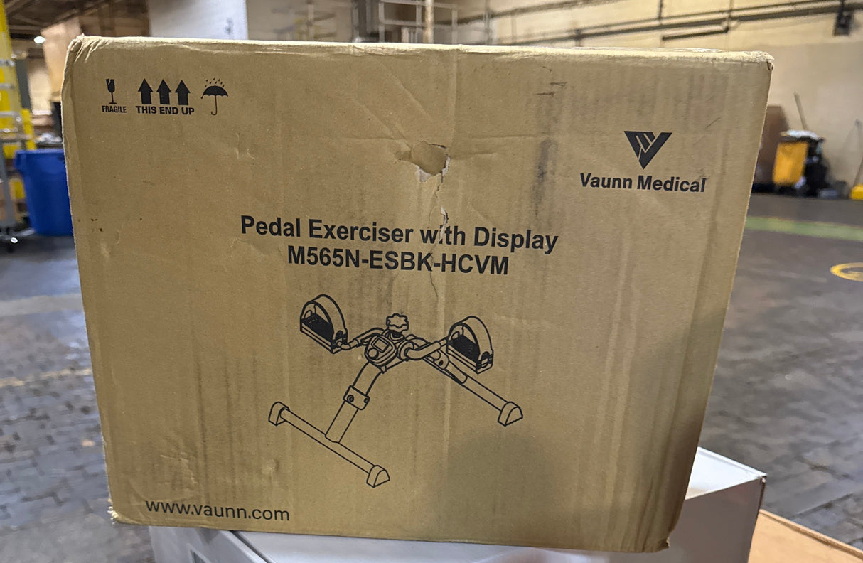 Vaunn Medical Under Desk Bike Pedal Exerciser with Electronic Display for Legs and Arms Workout (Fully Assembled Folding Exercise Pedaler, no Tools Required) , Dark