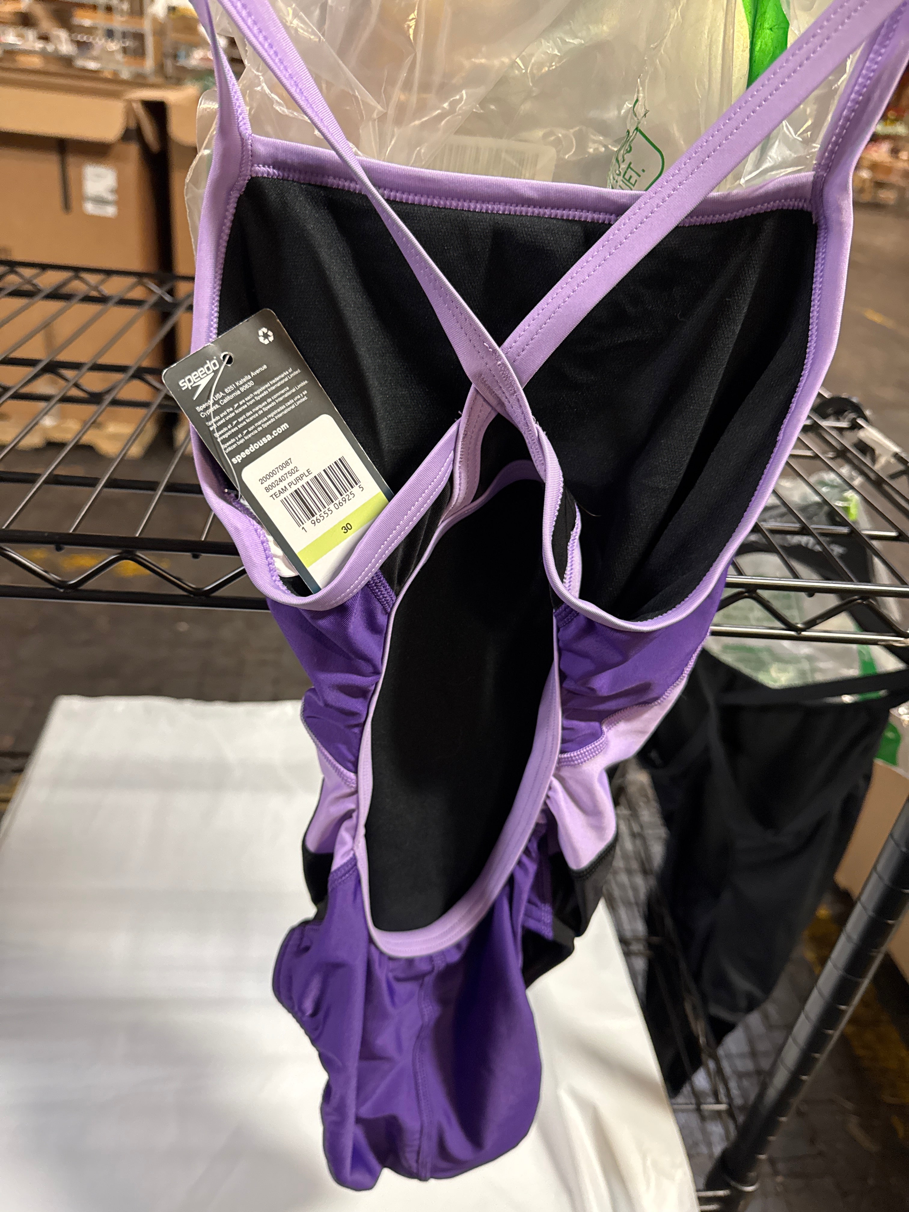 Speedo Women's Standard Swimsuit One Piece Prolt Flyback Solid Adult Colors, ECO Splice Team Purple, 30