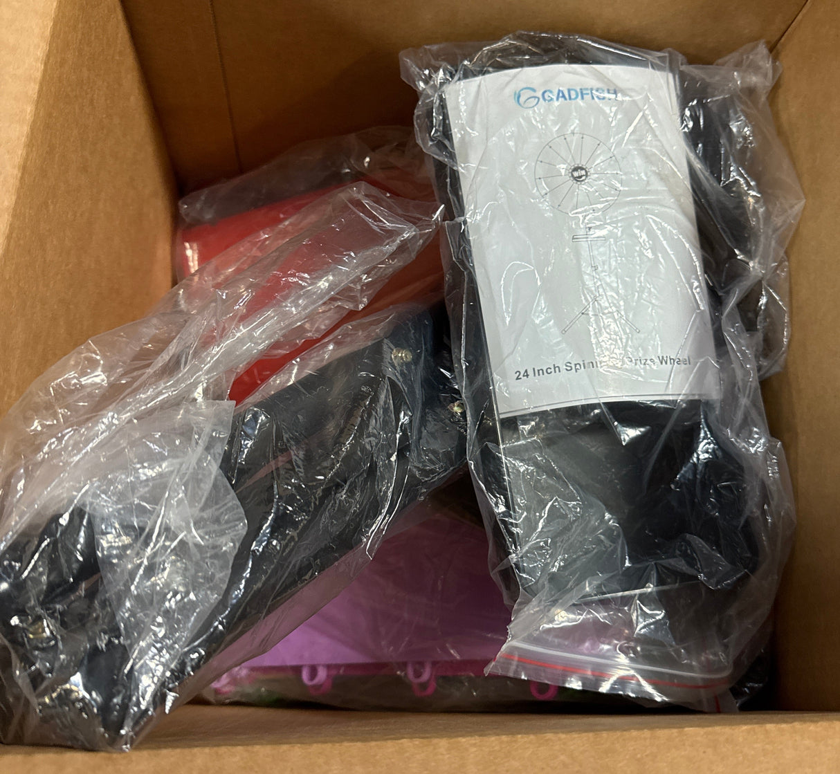 GADFISH 24-inch Spinning Prize Wheel, Ajustable 37"-65" Height Spin Doodle Game Spinner, Storable Prize Wheel Spinner with Stand, Wheel of Fortune Game, 14 Colors