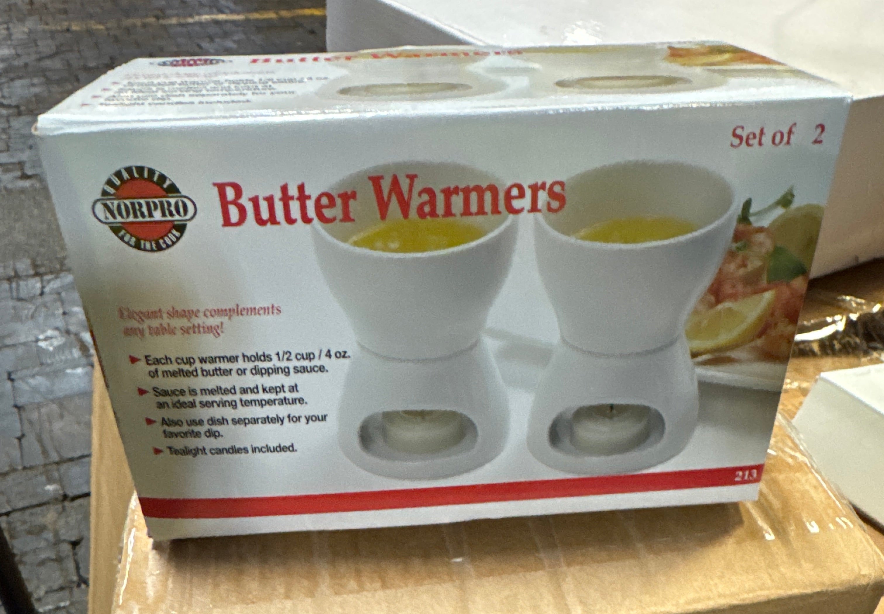 Norpro 213 Porcelain Butter Warmer, White with Tea Light Candles