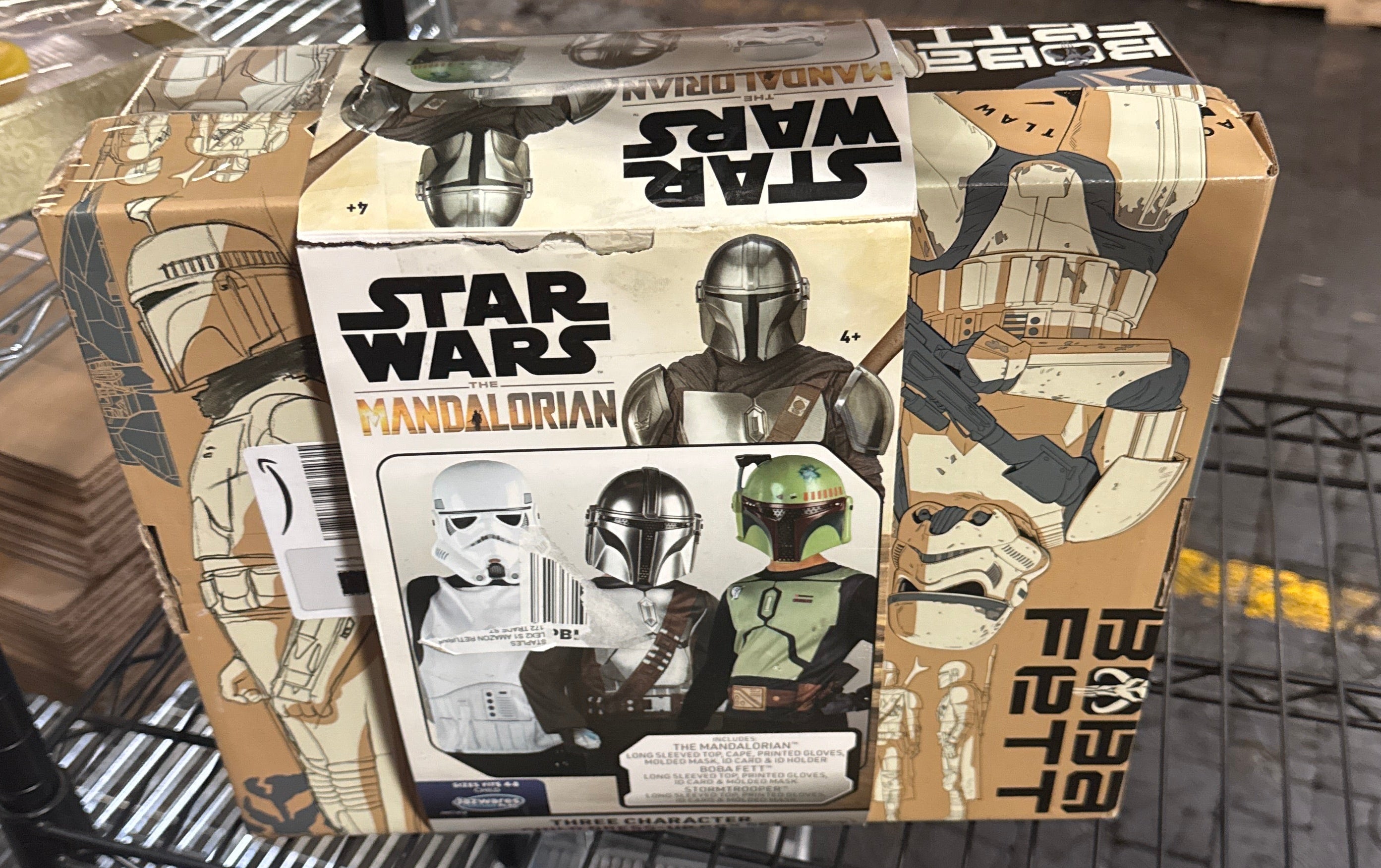Star Wars The Mandalorian Child Halloween Costume Dress-Up Box - Tops, Gloves, Masks, and ID Cards of The Mandalorian, Boba Fett and Stormtrooper - Size M (8-10) Multi