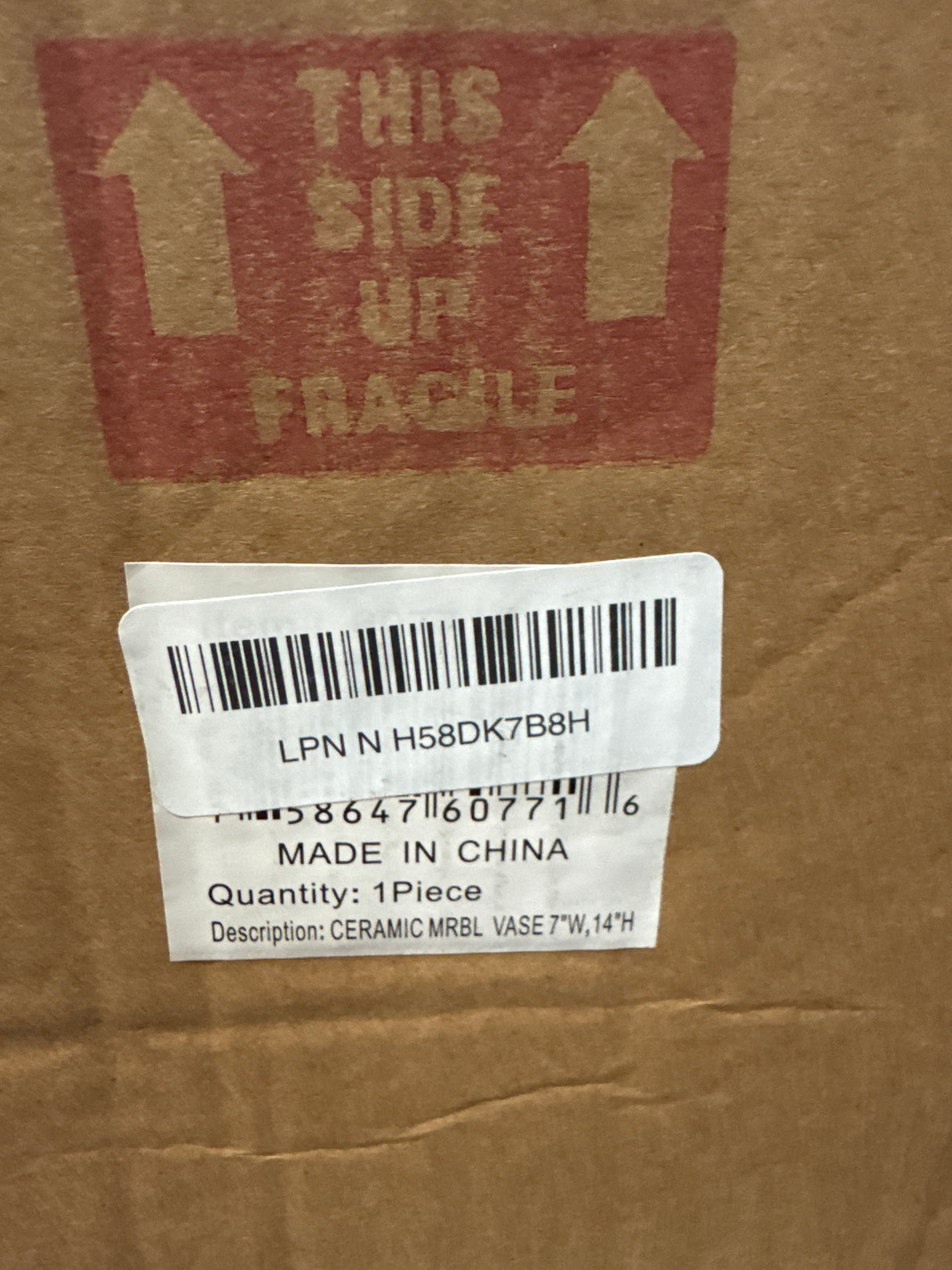 Deco 79 Ceramic Decorative Vase Faux Marble Centerpiece Vase, Flower Vase for Home Decoration 7" x 7" x 14", Black