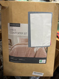 Comfort Spaces Blush King Size Comforter Set - 3 Piece Pintuck Pleated Bedding Set, All Season Lightweight, Extra Soft Pre-Washed Microfiber Bed Set, Shams
