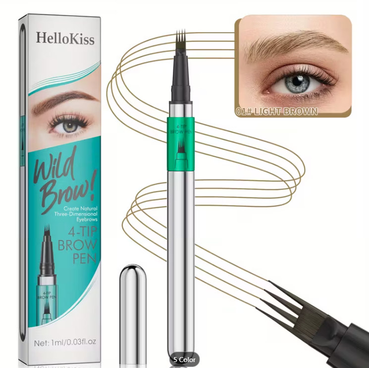 HelloKiss Wild Brow! 4-Tip Brow Pen in Light Brown| #01