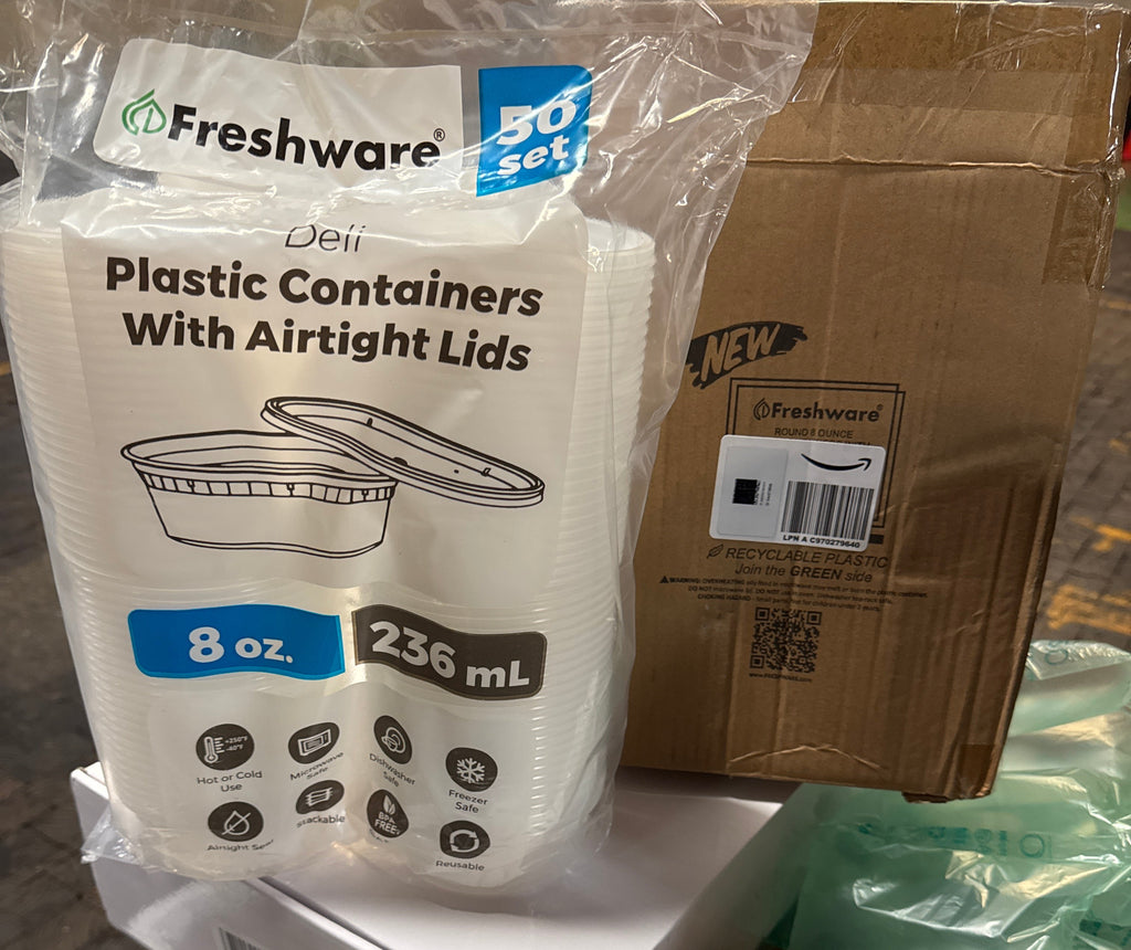Freshware Deli Plastic Containers with Airtight Lids, 50 set