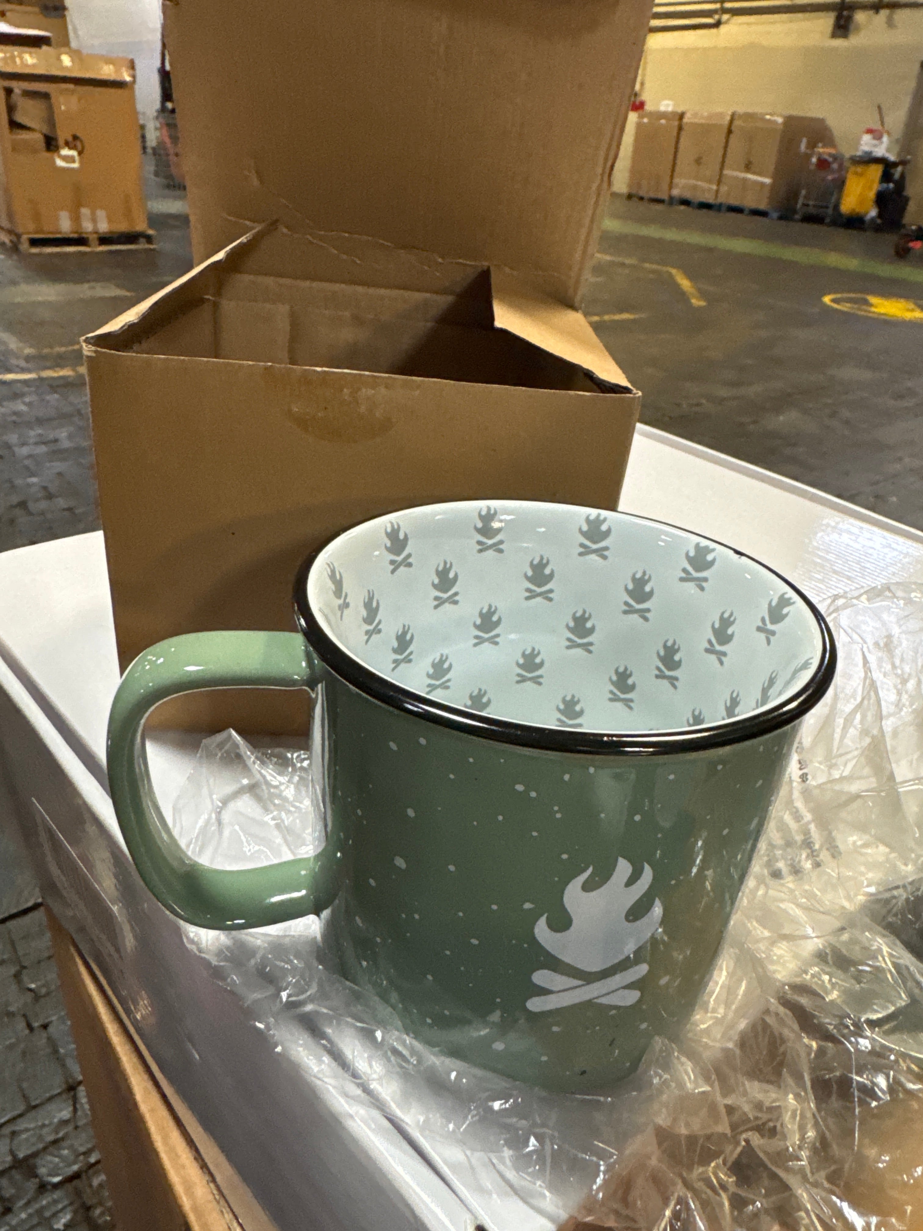 Pavilion Gift Company - Camp Mode Ceramic 18-ounce Mug, Green with Speckled Finish, Durable Thick Walled Camping Style Coffee Cup, Campfire Mug, Cabin Decor, RV Accessories, 1 Count