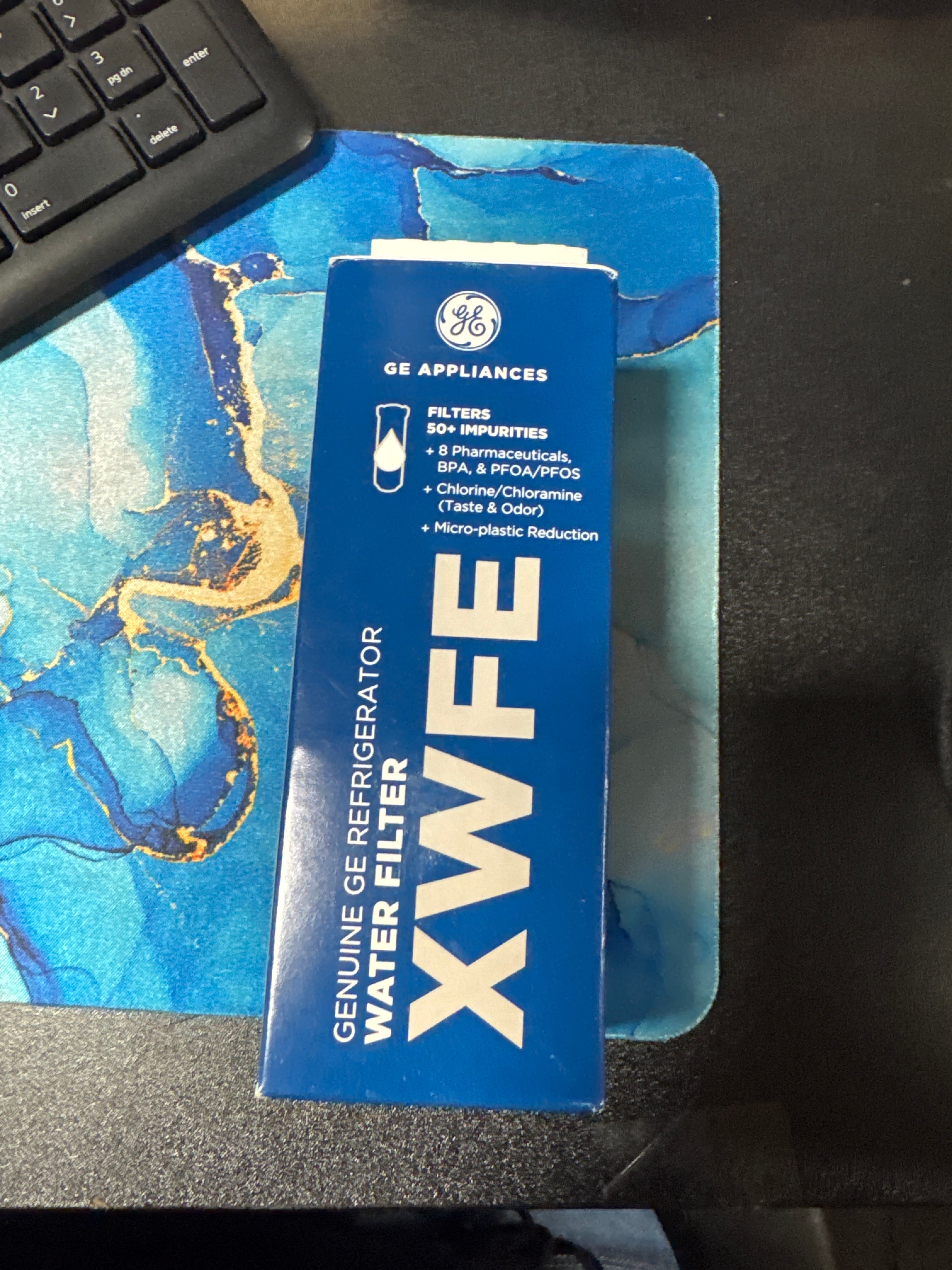 GE XWFE Refrigerator Water Filter, Genuine Replacement Filter, Certified to Reduce Lead, Microplastics, Pack of 1