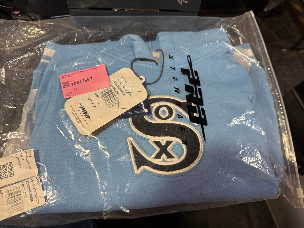 MLB CHICAGO WHITE SOX WOMEN'S BLUE PULLOVER HOODIE- SIZE:6