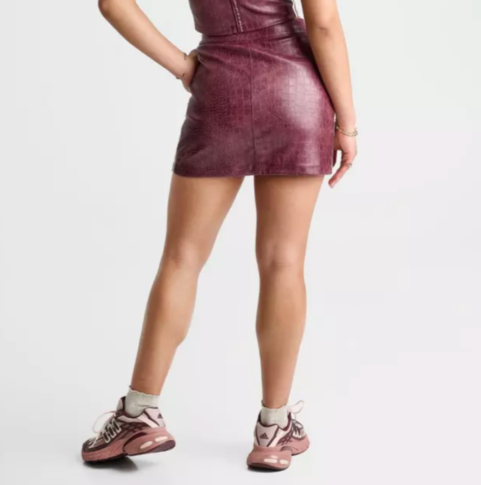 adidas ORIGINALS Women's Pleather Mini Skirt - Maroon - Size 2