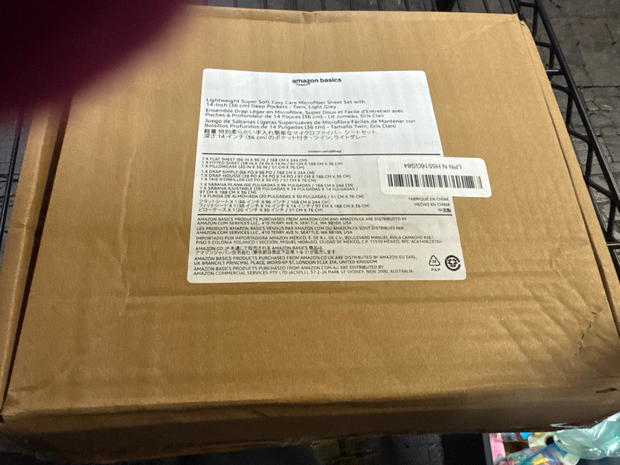 Amazon Basics Lightweight Super Soft Easy Care Comfortable Microfiber 3 Piece Bed Sheet Set With 14-inch Deep Pockets, Twin XL, Light Gray, Solid