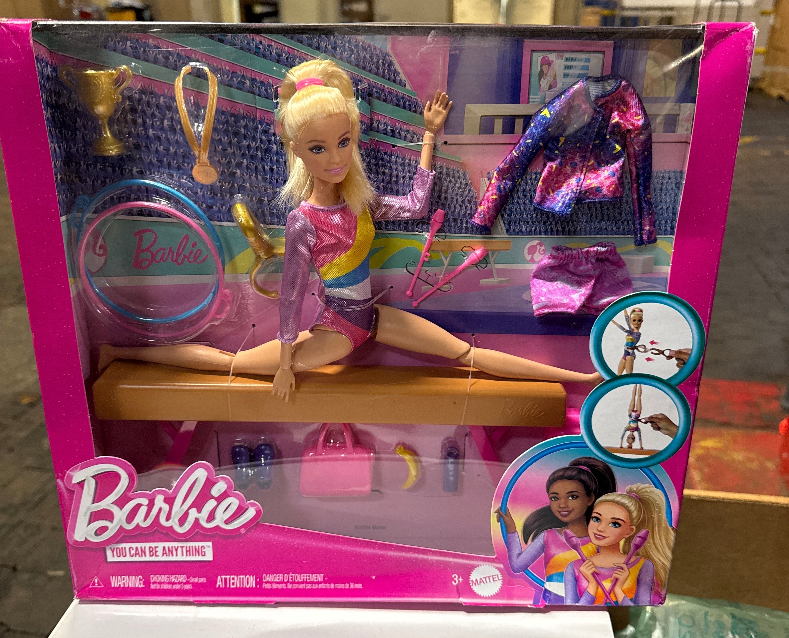 Barbie Gymnastics Playset with Blonde Fashion Doll, Balance Beam, 10+ Accessories & Flip Feature with Blonde Hair