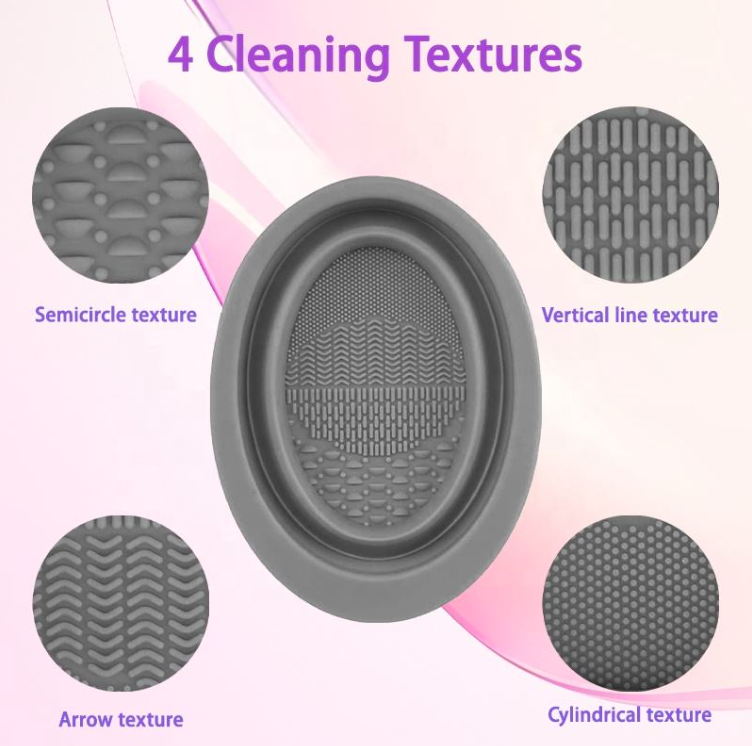Oval Silicone Makeup Brush Cleaning Mat/Bowl | Collapsible | Lavender