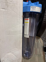 Pentair Pentek 166201 Big Clear Filter Housing, 1" NPT #20 Whole House Heavy Duty Water Filter Housing with Pressure Relief Button, 20-Inch, Blue/Clear