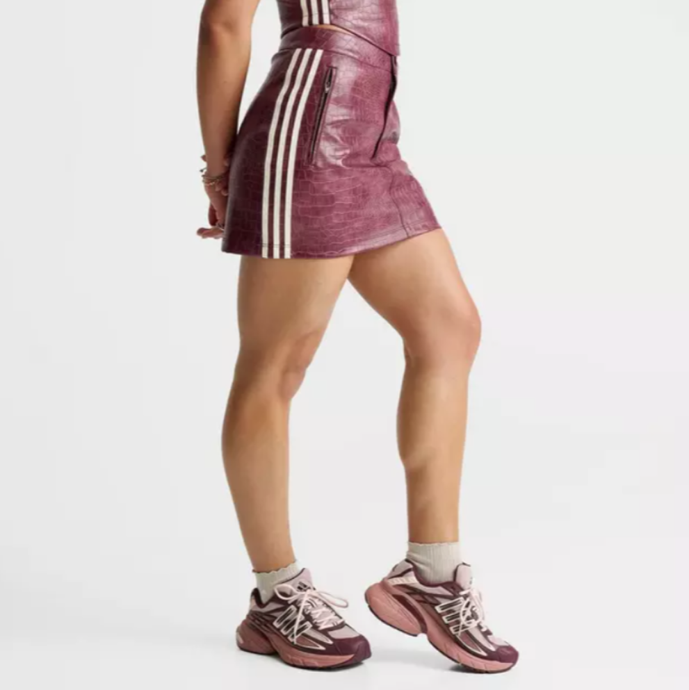 adidas ORIGINALS Women's Pleather Mini Skirt - Maroon - Size 2